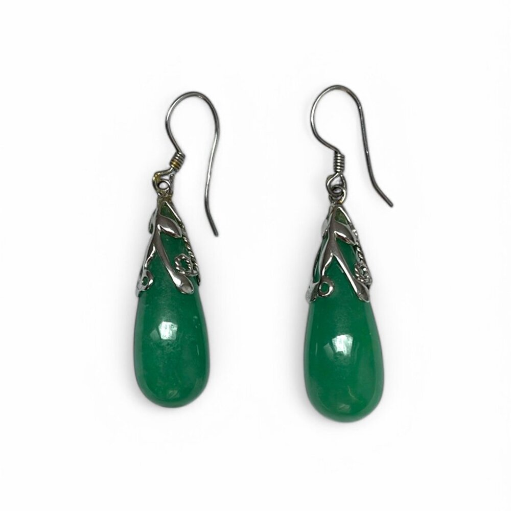 Ross-Simons Jade Teardrop Earrings in Sterling Silver - Picture 5 of 6